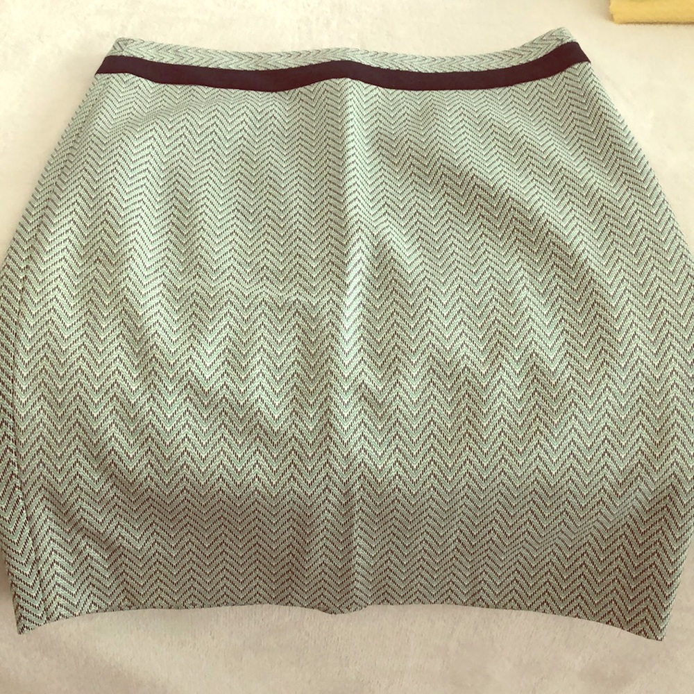 Green and blue chevron print pencil skirt
